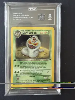 2000 Pokemon Team Rocket Dark Arbok Holo 1st Edition #2/82 TAG 8 - Image 1