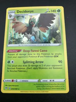 Decidueye 013/189 HOLO Rare Pokemon SWSH Darkness Ablaze TCG Card NM 2020 - Image 1