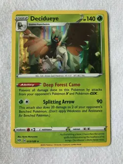 Decidueye 013/189 HOLO Rare Pokemon SWSH Darkness Ablaze TCG Card NM 2020 - Image 2