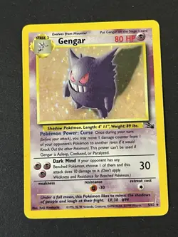 Wizards of the Coast Pokemon Gengar Fossil 5/62 Holo Rare 1999 80 HP Unlimited - Image 2
