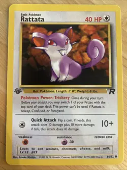 2000 Pokemon Team Rocket 1st Edition Rattata 66/82 - Image 1