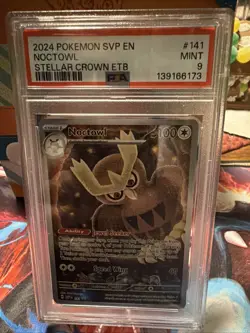 PSA 9 Noctowl Black Star Promo 141 - English Pokemon Stellar Crown ETB - Image 1