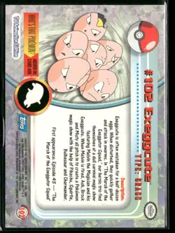 Exeggcute #102 Topps Trading Cards Series 2 Blue Logo Pokemon Near Mint - Image 2