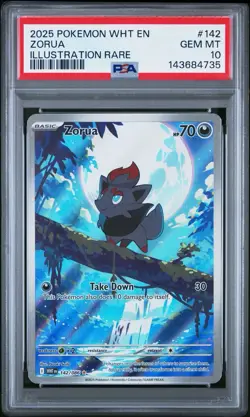 2025 POKEMON WHT EN-WHITE FLARE ILLUSTRATION RARE #142 ZORUA PSA 10 - Image 1