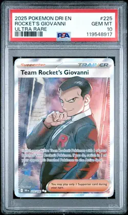 2025 POKEMON DRI EN-DESTINED RIVALS ULTRA RARE TEAM ROCKET'S GIOVANNI PSA 10 - Image 1
