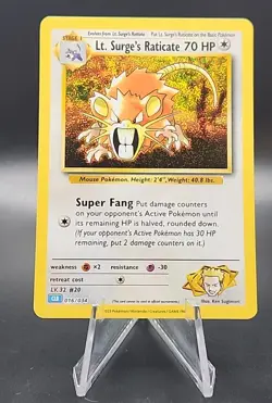 Lt. Surge's Raticate 16/34 CLB Holo Pokemon Trading Card Game Classic English #1 - Image 1