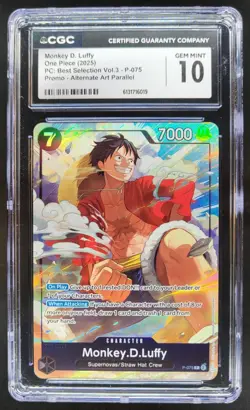 2025 ONE PIECE MONKEY D. LUFFY PROMO ALT ART P-075 CGC 10 C PT - Image 1
