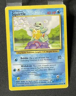 Squirtle 63/102 Base Set Pokemon Card Vintage 1999 WOTC - Image 1