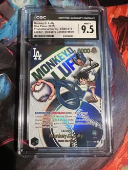 9.5 DODGERS X ONE PIECE MONKEY D LUFFY PROMO CARD EB02-010 Beauty! - Image 1