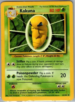 Kakuna 33/102 Non Holo Base Set - Pokemon Card - NM - Image 1