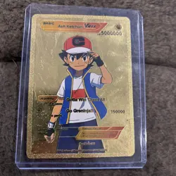 Ash Ketchum Vmax HP 5000000 Gold Foil Fan Art Card Gotta Win Them All🔥🔥 - Image 1