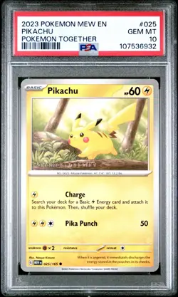 2023 Pokemon Pikachu Promo Pokemon Together 025/165 PSA 10 Regular - Image 1
