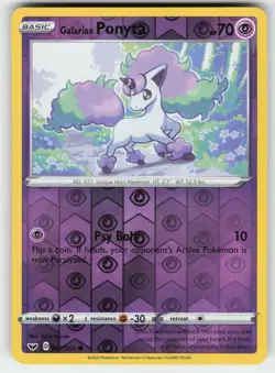 Galarian Ponyta 081/202 Common Sword & Shield Pokemon Reverse Holo Near Mint - Image 1