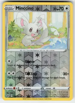 Minccino 145/202 Common Sword & Shield Pokemon Reverse Holo Near Mint - Image 1