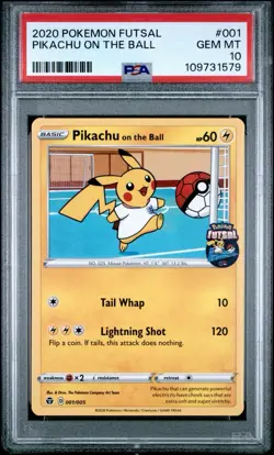 2020 POKEMON FUTSAL #001 PIKACHU ON THE BALL PSA 10 - Image 1