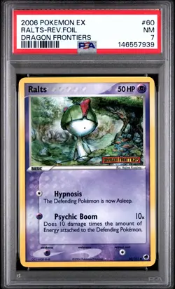 2006 POKEMON EX DRAGON FRONTIERS #60 RALTS-REVERSE FOIL PSA 7 - Image 1