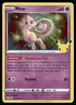 MEW 011/025 HOLO RARE CELEBRATIONS POKEMON HOLO LP - Image 2