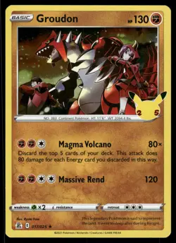 GROUDON 017/025 RARE CELEBRATIONS POKEMON HOLO NM - Image 2