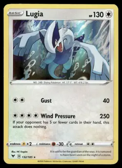 LUGIA 132/185 HOLO RARE VIVID VOLTAGE POKEMON HOLO NM - Image 2