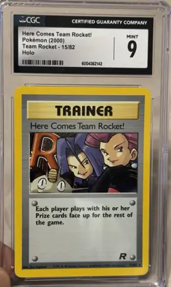 Here Comes Team Rocket! Pokemon 2000 Team Rocket - 15/82 VINTAGE Holo CGC 9 - Image 1