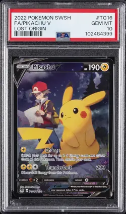 2022 POKEMON SWORD & SHIELD LOST ORIGIN #TG16 FULL ART/PIKACHU V PSA 10 - Image 1