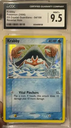 Krabby Pokemon 2006 EX Crystal Guardians - 54/100 Reverse Holo CGC Mint+ 9.5 - Image 1