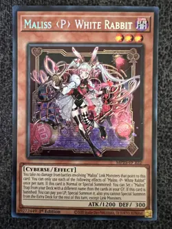 Yugioh Maliss P White Rabbit MP25-EN122 Prismatic Secret Rare 1st Edition NM - Image 1
