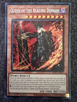 Yugioh Queen of the Blazing Domain MP25-EN147 Prismatic Secret Rare 1st Ed NM - Image 1