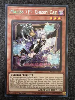 Yugioh Maliss P Chessy Cat MP25-EN123 Prismatic Secret Rare 1st Edition NM - Image 1