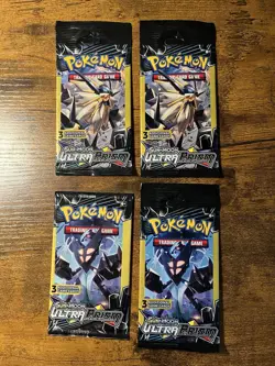 Pokemon Sun & Moon Ultra Prism 3 Card Mini Booster Packs 4 Packs - Image 1