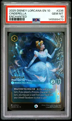 2025 DISNEY LORCANA EN 10-ENCHANTED #236 CINDERELLA DREAM COME TRUE PSA 10 - Image 1