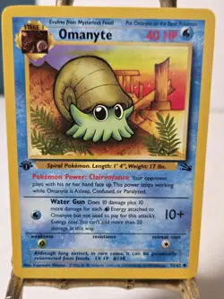 1st Edition Omanyte 52/62 Fossil Set Rare Vintage 1999 Pokemon Card - Image 1