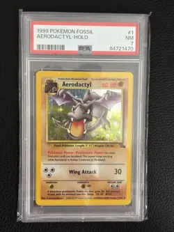 Pokemon Aerodactyl Fossil Holo Unlimited Edition PSA 7 Card 1/62 - Image 1