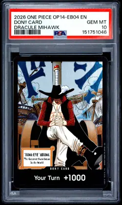 2026 ONE PIECE OP14-EB04-THE AZURE SEA'S SEVEN DRACULE MIHAWK DON!! CARD PSA 10 - Image 1