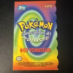VENUSAUR Evolution POKEMON 03 of 12 Embossed 1999 Die Cut TOPPS Trading Card #03 - Image 2