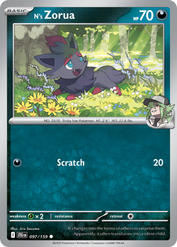 N's Zorua 97/159 Common | Journey Together | Pokemon Card - Image 1