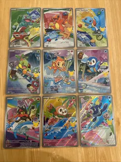 Pokemon First Partner Illustration 30th Collection Complete Promo Set 9 Cards NM - Image 1
