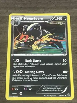 Pokemon TCG Houndoom Card 56/101 Plasma Blast Holo Rare - Image 1