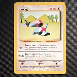 Pokemon Porygon Base Set Unlimited Regular English 39/102 1999 Card - Image 1