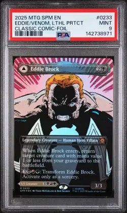 2025 MTG MARVEL'S SPIDER-MAN #0233 EDDIE BROCK/VENOM, LETHAL PROTECTOR PSA 9 - Image 1