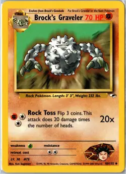 Pokemon Card - Brock's Graveler 40/132 Gym Heroes Uncommon Unlimited MP - Image 1