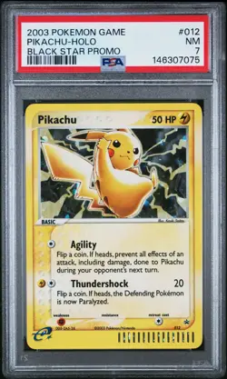 2003 POKEMON BLACK STAR PROMO #012 PIKACHU-HOLO PSA 7 - Image 1