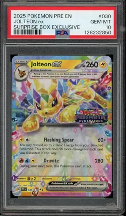 2025 POKEMON PRE EN #030 JOLTEON ex GEM MT PSA 10 SUPRISE BOX EXCLUSIVE #2850 - Image 1
