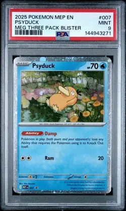 Pokemon Psyduck MEP En MEG Three Pack Blister #007 PSA 9 Mint - Image 1