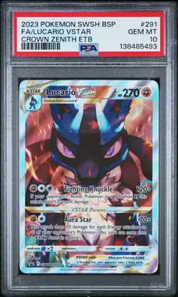 2023 POKEMON SWSH BLACK STAR PROMO #291 FULL ART/LUCARIO VSTAR PSA 10 - Image 1