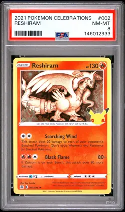 2021 POKEMON CELEBRATIONS #002 RESHIRAM PSA 8 - Image 1