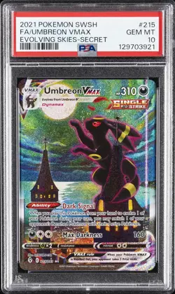 2021 POKEMON SWORD & SHIELD EVOLVING SKIES SECRET FULL ART/UMBREON VMAX PSA 10 - Image 1