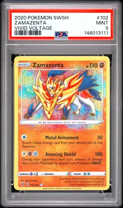 2020 POKEMON SWORD & SHIELD VIVID VOLTAGE #102 ZAMAZENTA PSA 9 - Image 1