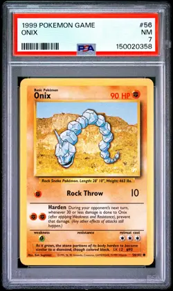 1999 POKEMON BASE SET UNLIMITED #56 ONIX PSA 7 - Image 1