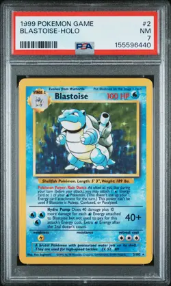1999 POKEMON BASE SET UNLIMITED #2 BLASTOISE-HOLO PSA 7 - Image 1